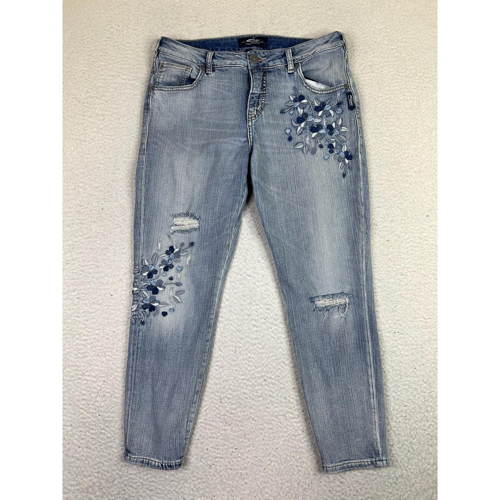 Silver Jeans Co Izzy Ankle Skinny Jeans Womens 32x27 Floral Embroidered‎ Denim